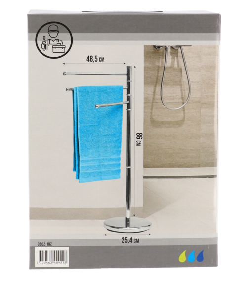 SAMOSTOJEĆI DRŽAČ RUČNIKA SA 3 PREČKE 48,5X86 CM INOX, HROM, TD - Image 2