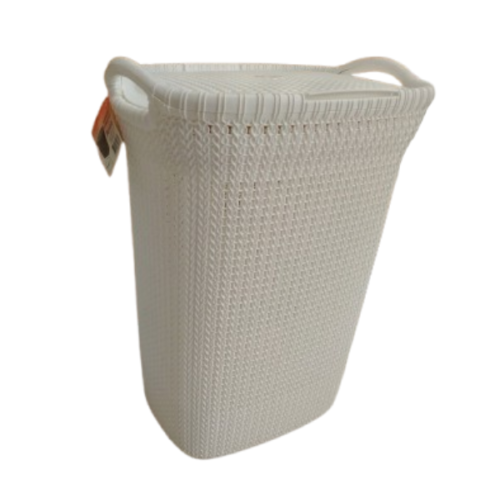 RETRO KORPA ZA VEŠ BIJELA , TAMNO BEŽ 44x60cm
