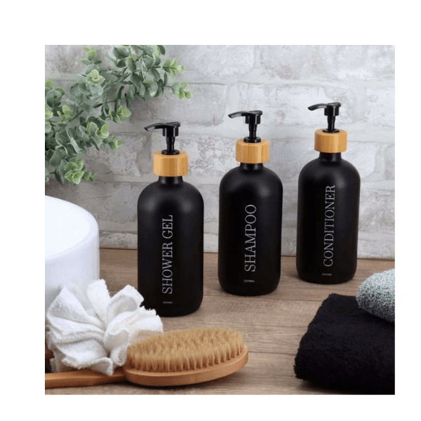 TENDANCE DOZATOR ZA SAPUN ŠAMPON 500ML CRNI STAKLO - Image 2