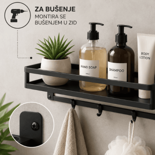 POLICE ZA KUPATILO- MONTAŽA UZ BUŠENJE